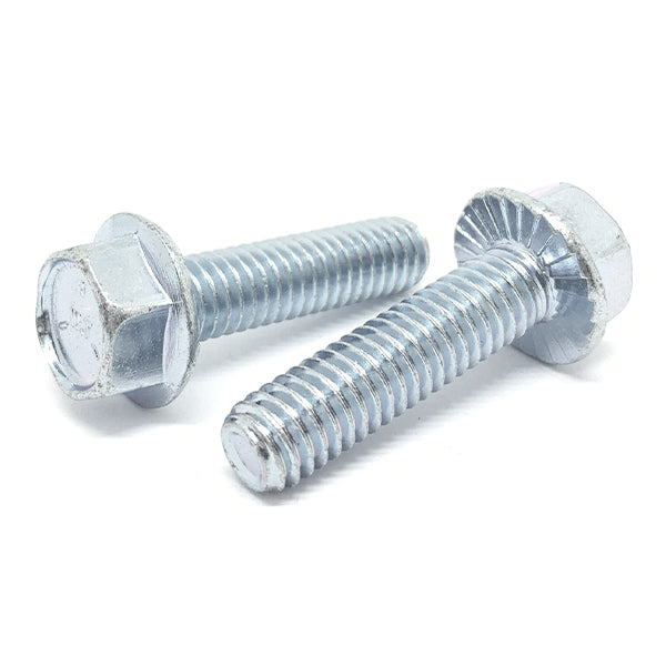 #10-24x1" Grade 5 Serrated Hex Flange Bolts Zinc Clear