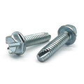 #6-32x3/4" Slotted Indent Hex Washer Head Type T Thread Cutting Screws Zinc Clear