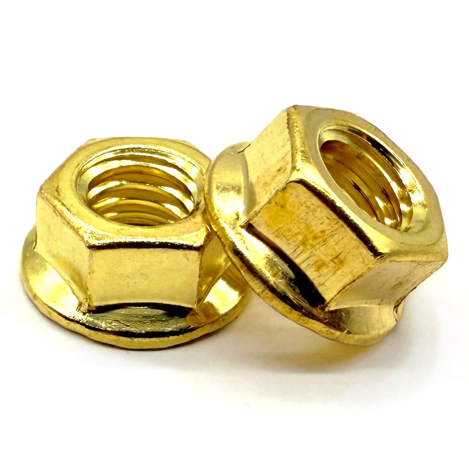 3/8"-16 Brass Serrated Hex Flange Lockut