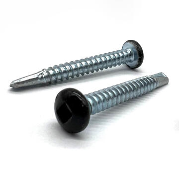 #10x1" Pan Head Square Drive #3 Point Self-Drilling TEKS Screw Black Painted Head Zinc