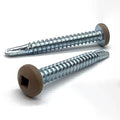 #6x1/2" Pan Head Square Drive #2 Point Self-Drilling TEKS Screw Tan Painted Head Zinc