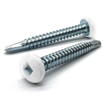 #10x1-1/4" Pan Head Square Drive #3 Point Self-Drilling TEKS Screw White Painted Head Zinc