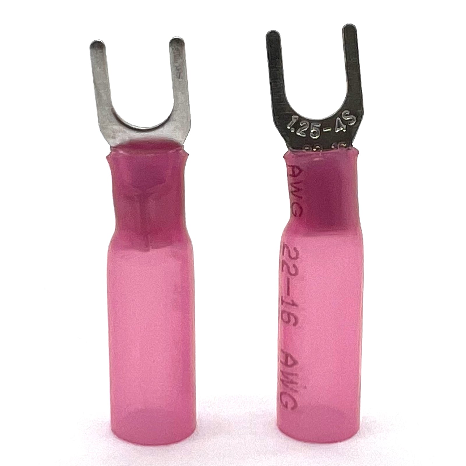 Red Heat Shrink Marine Grade #8 U-Type Fork Connectors, AWG 22-16