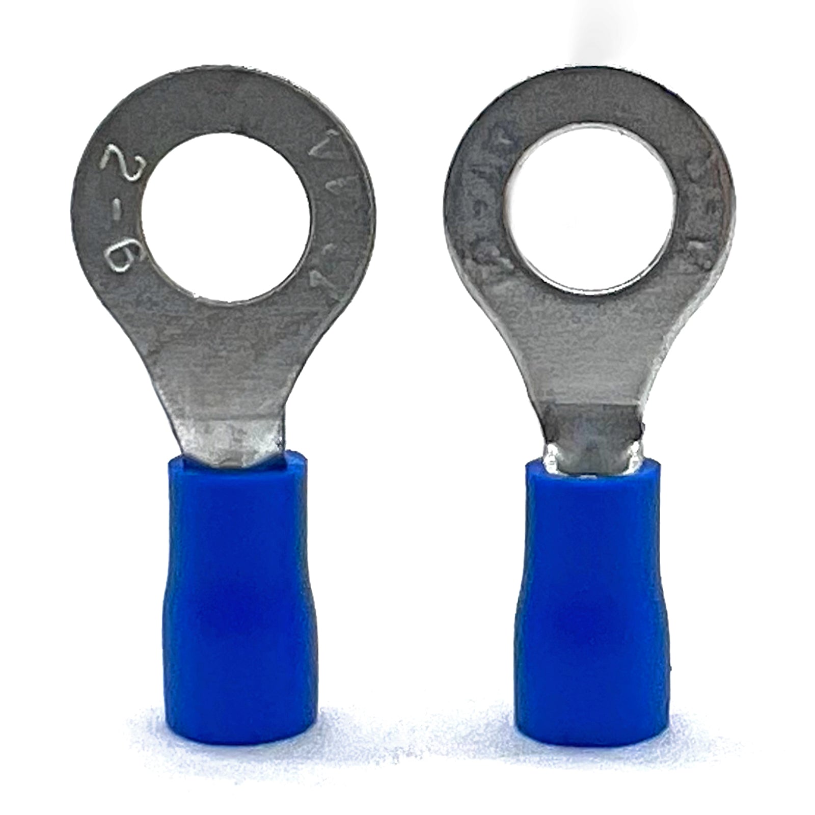 Blue PVC/Vinyl 1/4" Diameter Ring Crimp Connector, AWG 16-14