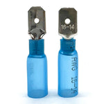 Blue Heat Shrink Marine Grade Male Spade Connectors, AWG 16-14