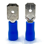 Blue PVC/Vinyl Male Spade Crimp Connector, AWG 16-14