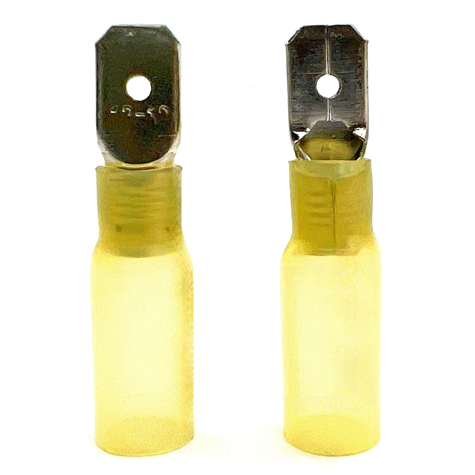 Yellow Heat Shrink Marine Grade Male Spade Connectors, AWG 12-10