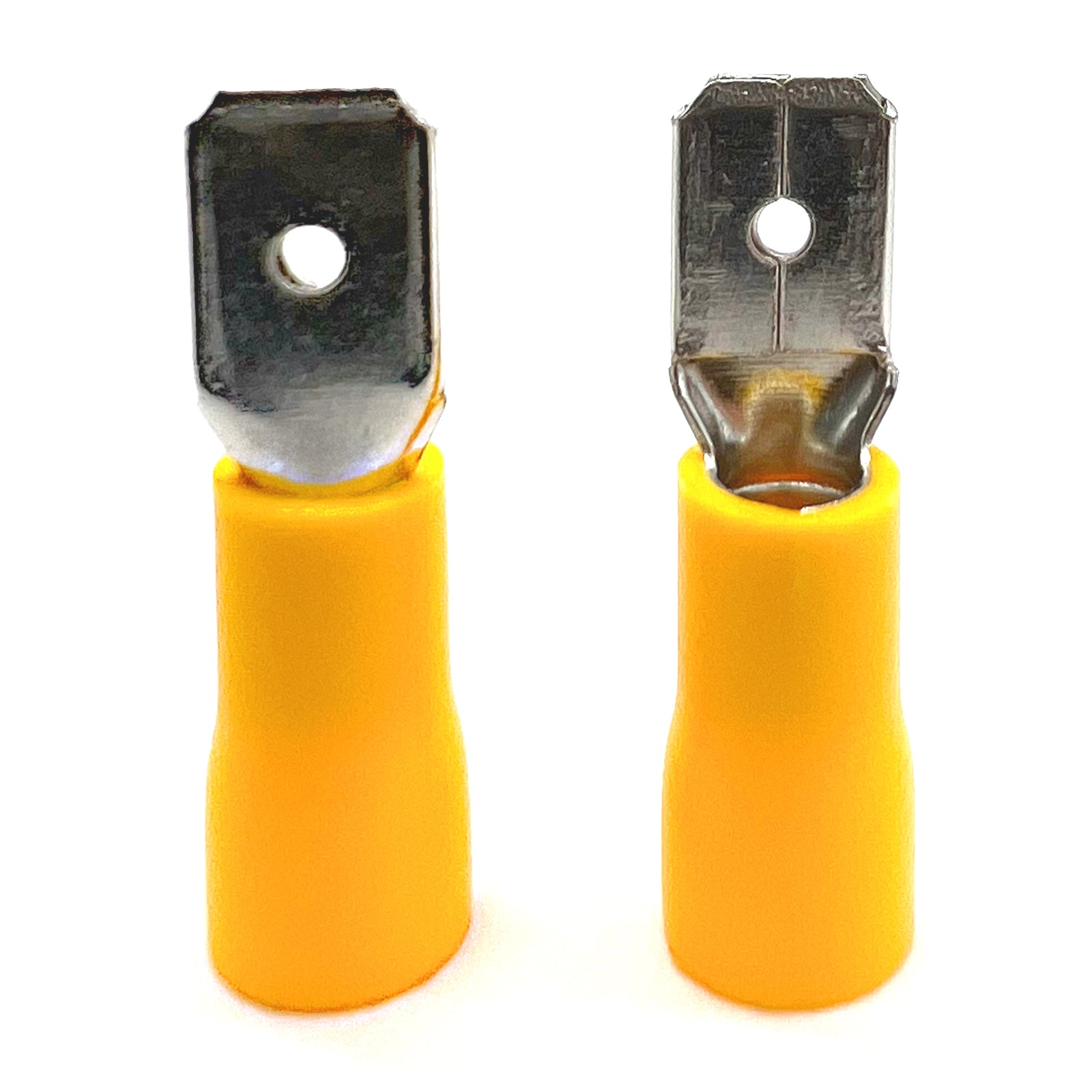 Yellow PVC/Vinyl Male Spade Crimp Connector, AWG 12-10