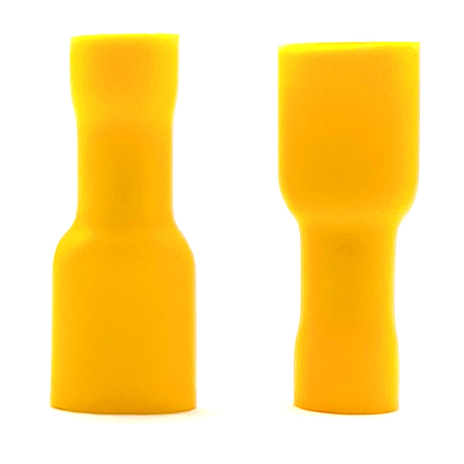 Yellow PVC/Vinyl Female Spade Fully Insulated Crimp Connector, AWG 12-10