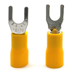 Yellow PVC/Vinyl #8 Fork Crimp Connector, AWG 12-10