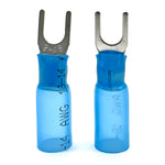 Blue Heat Shrink Marine Grade #8 U-Type Fork Connectors, AWG 16-14