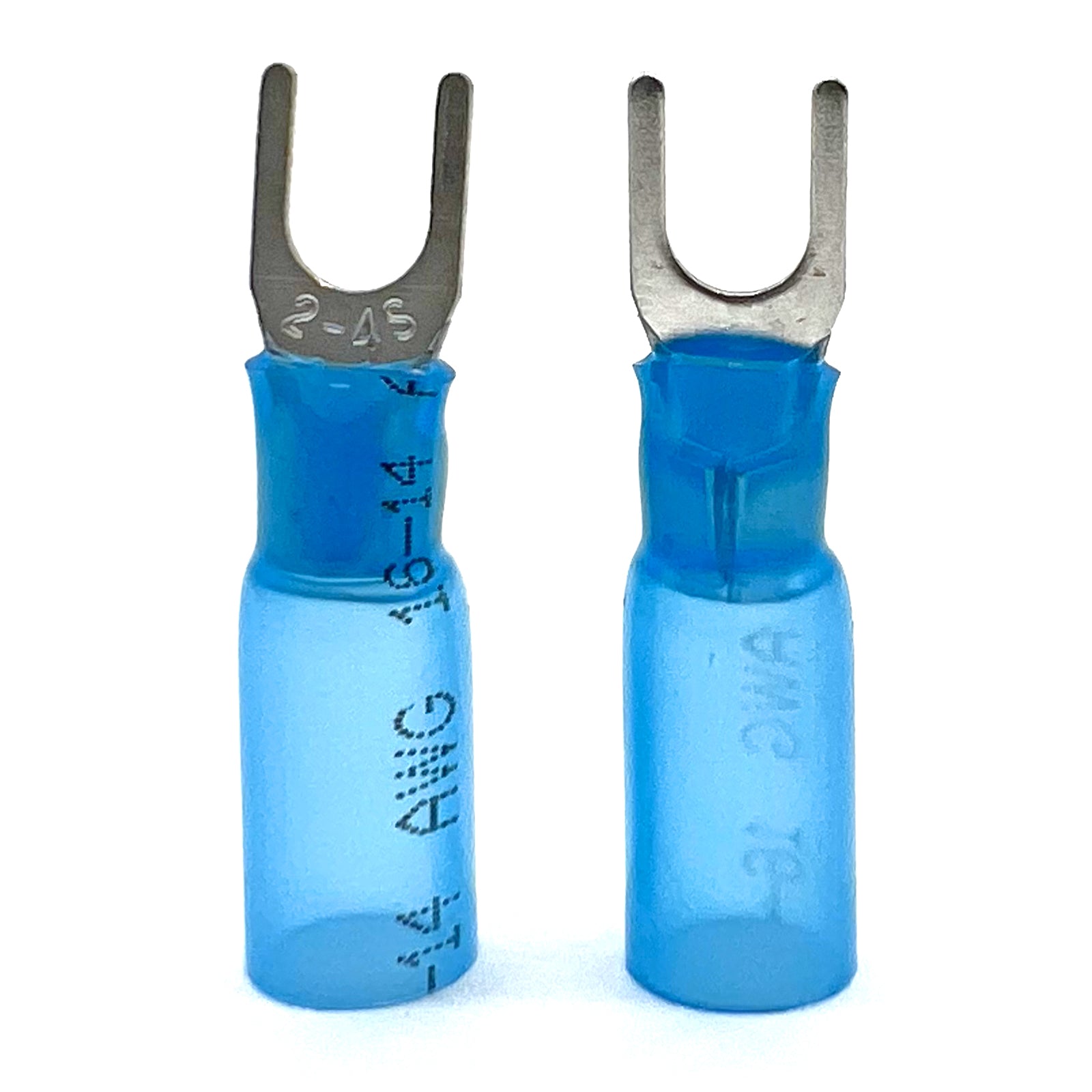 Blue Heat Shrink Marine Grade #10 U-Type Fork Connectors, AWG 16-14