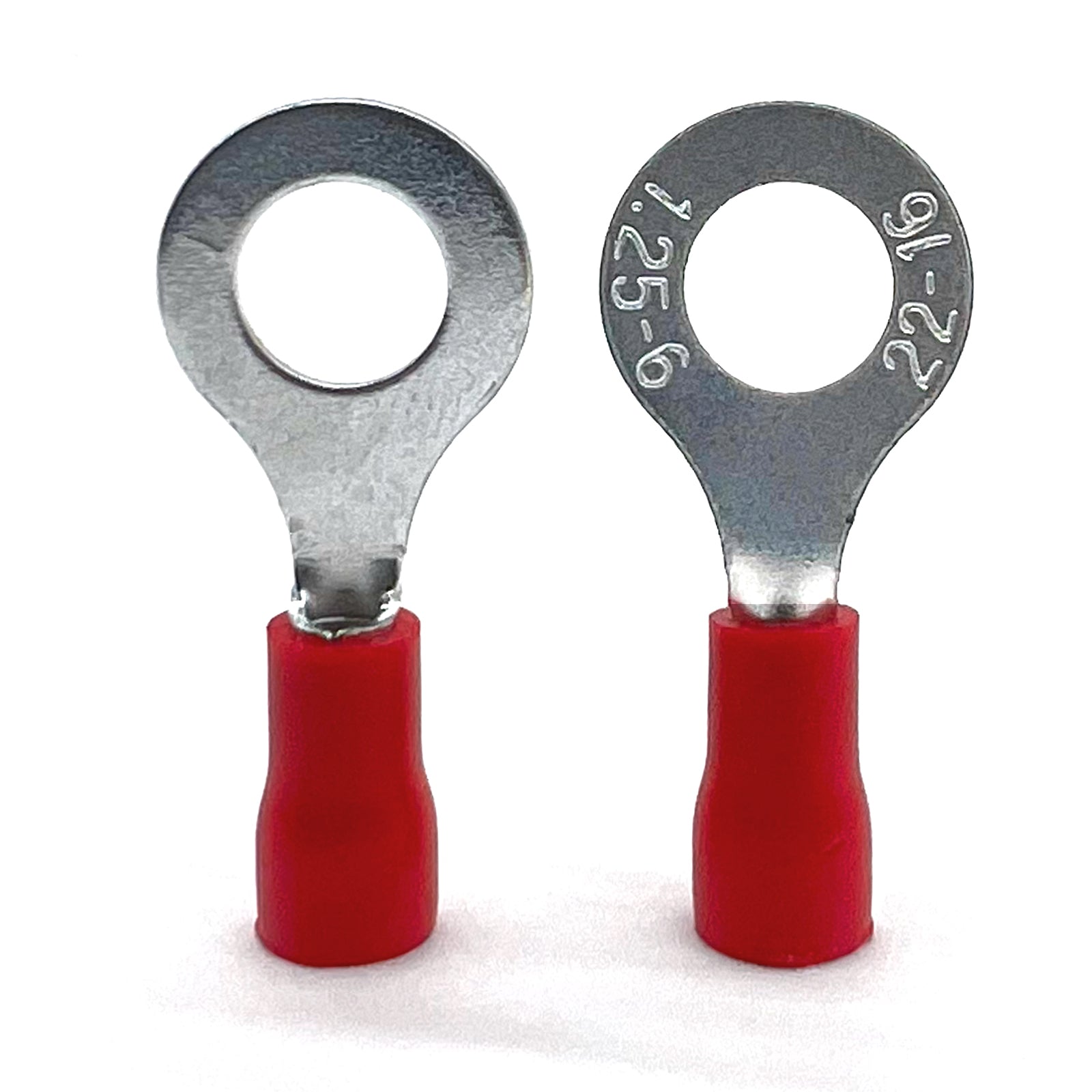 Red PVC/Vinyl 5/16" Diameter Ring Crimp Connector, AWG 22-16