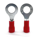 Red PVC/Vinyl 1/4" Diameter Ring Crimp Connector, AWG 22-16