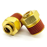 3/8" Tube to 1/2" NPT Straight Male Pipe Connector, Brass D.O.T. Push to Connect Air Brake Fitting with Red Acrylic Thread Sealant