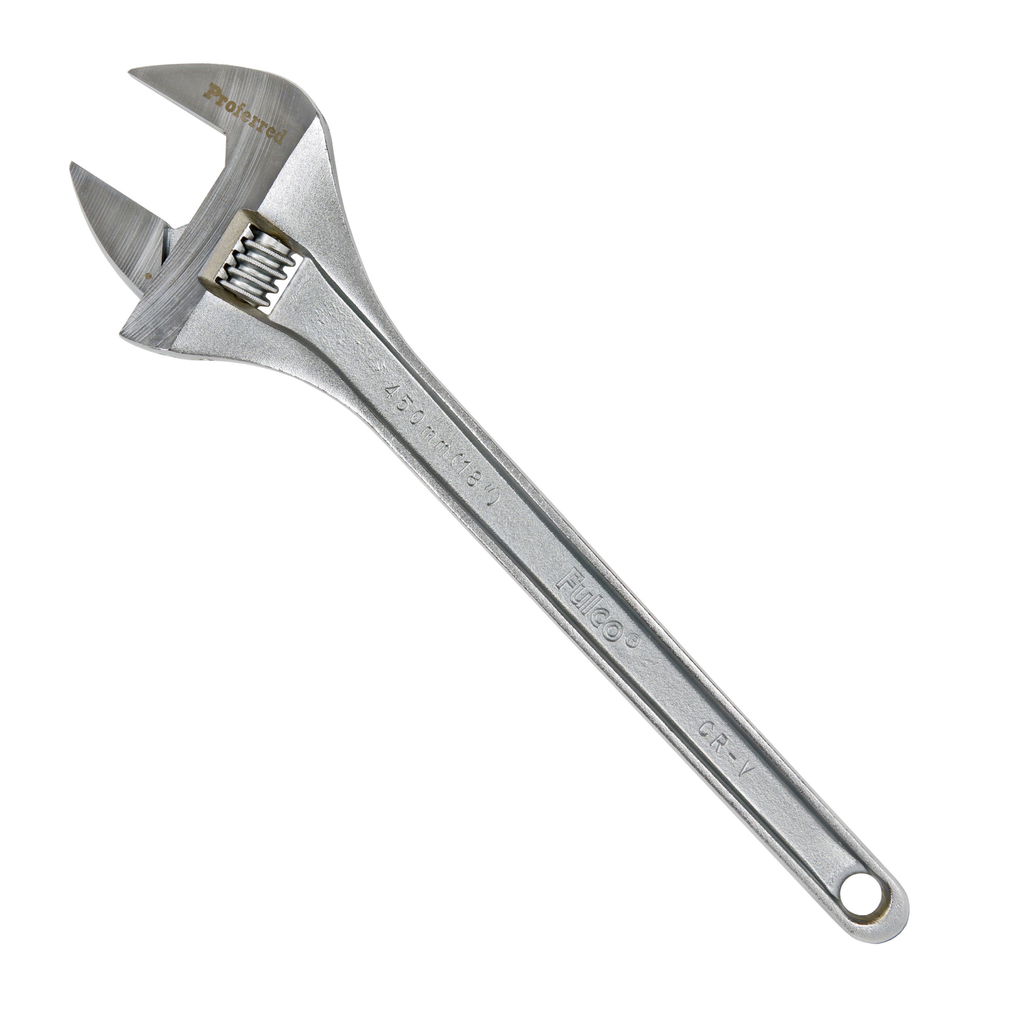 18" Length Proferred Standard Adjustable Wrench, Chrome Finish