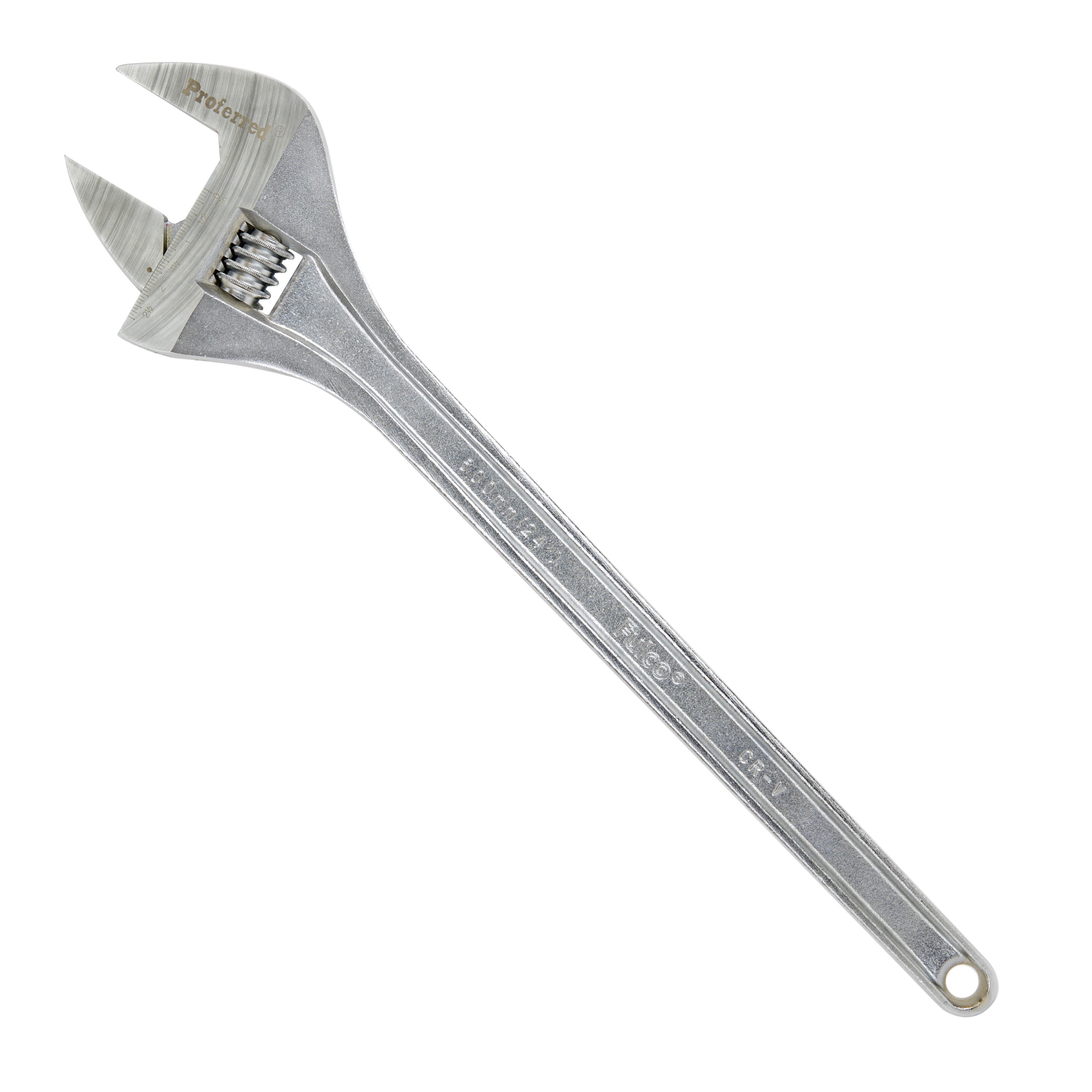 24" Length Proferred Standard Adjustable Wrench, Chrome Finish