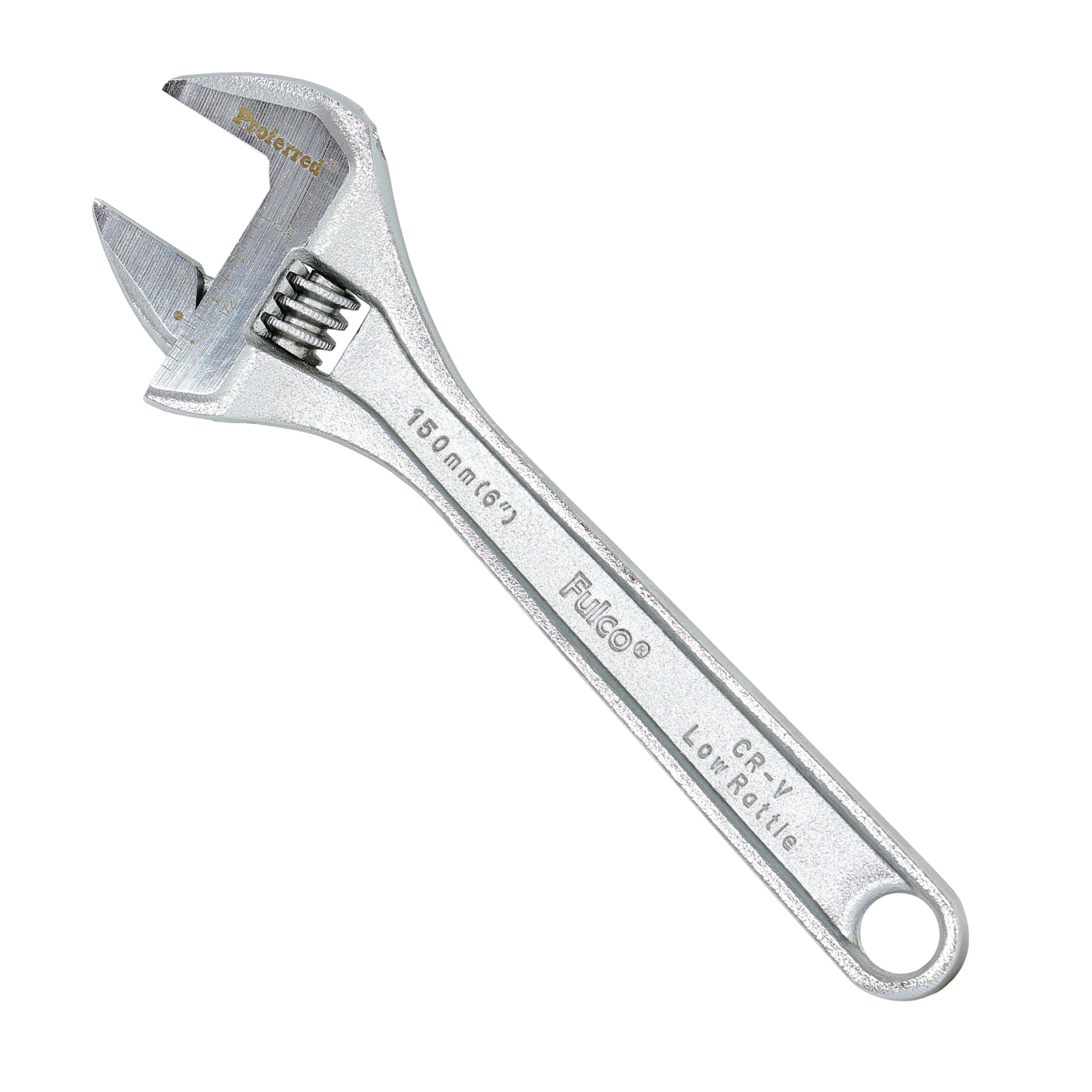6" Length Proferred Standard Adjustable Wrench, Chrome Finish