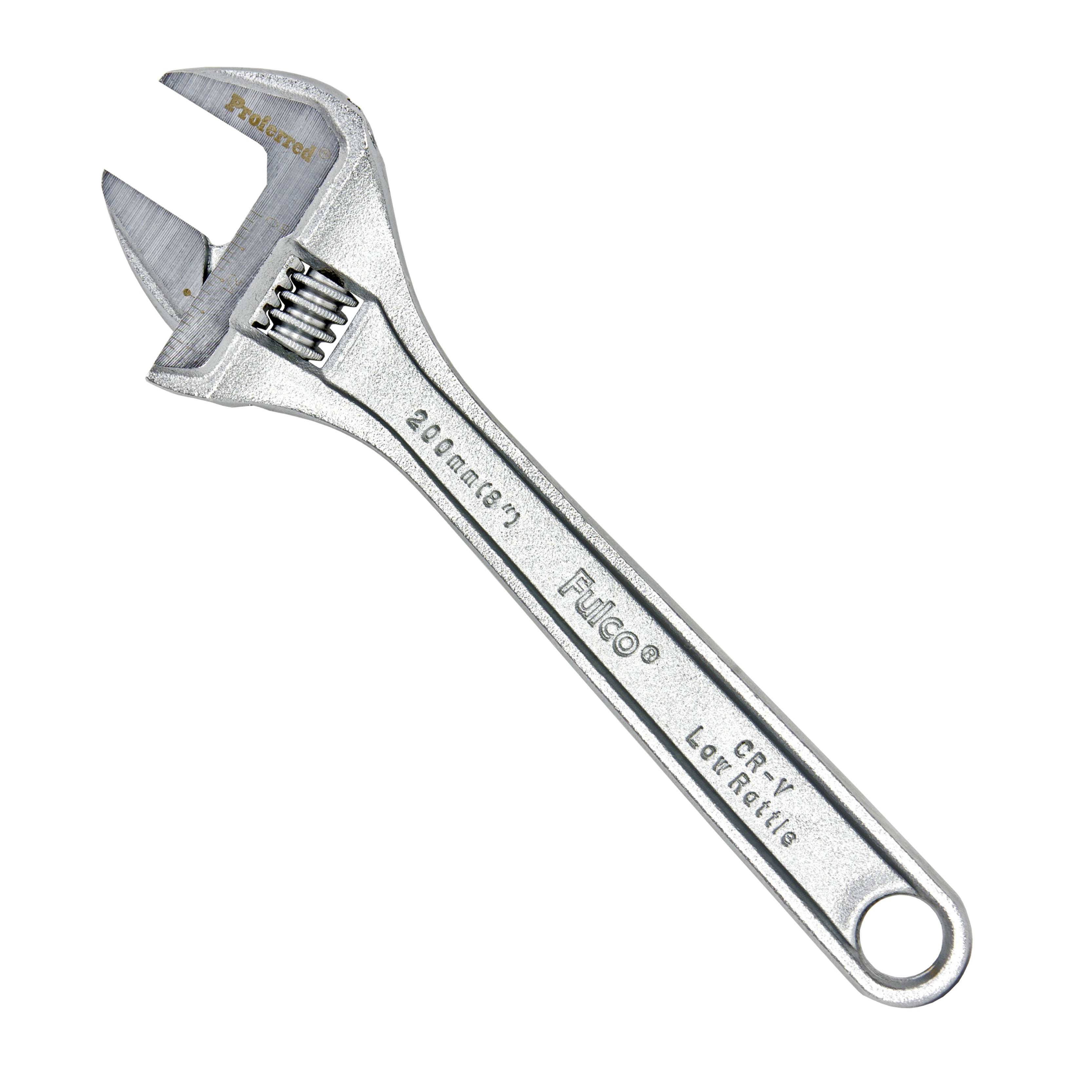 8" Length Proferred Standard Adjustable Wrench, Chrome Finish