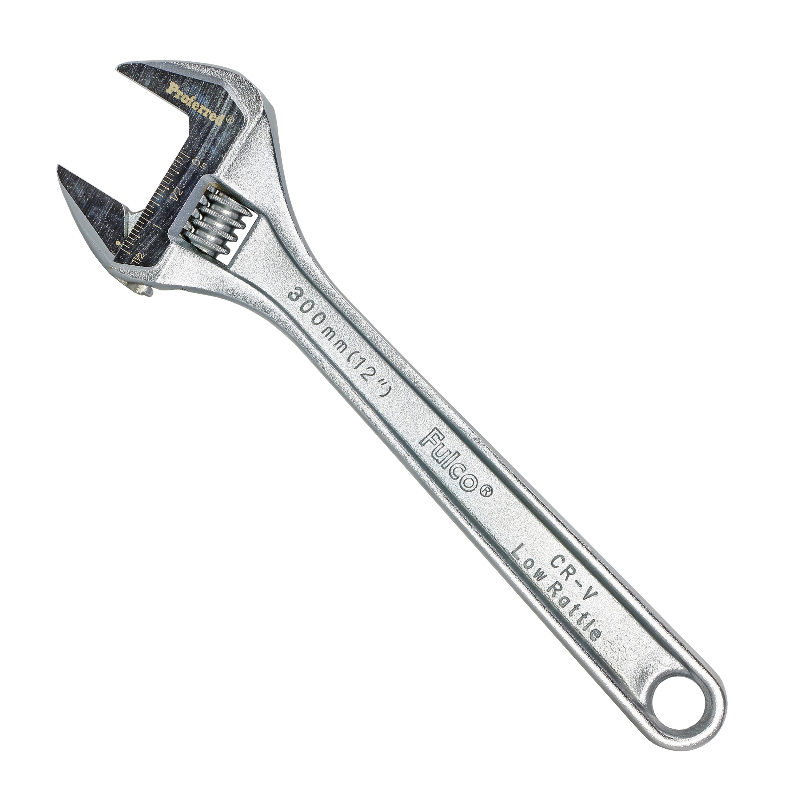 12" Length Proferred Standard Adjustable Wrench, Chrome Finish