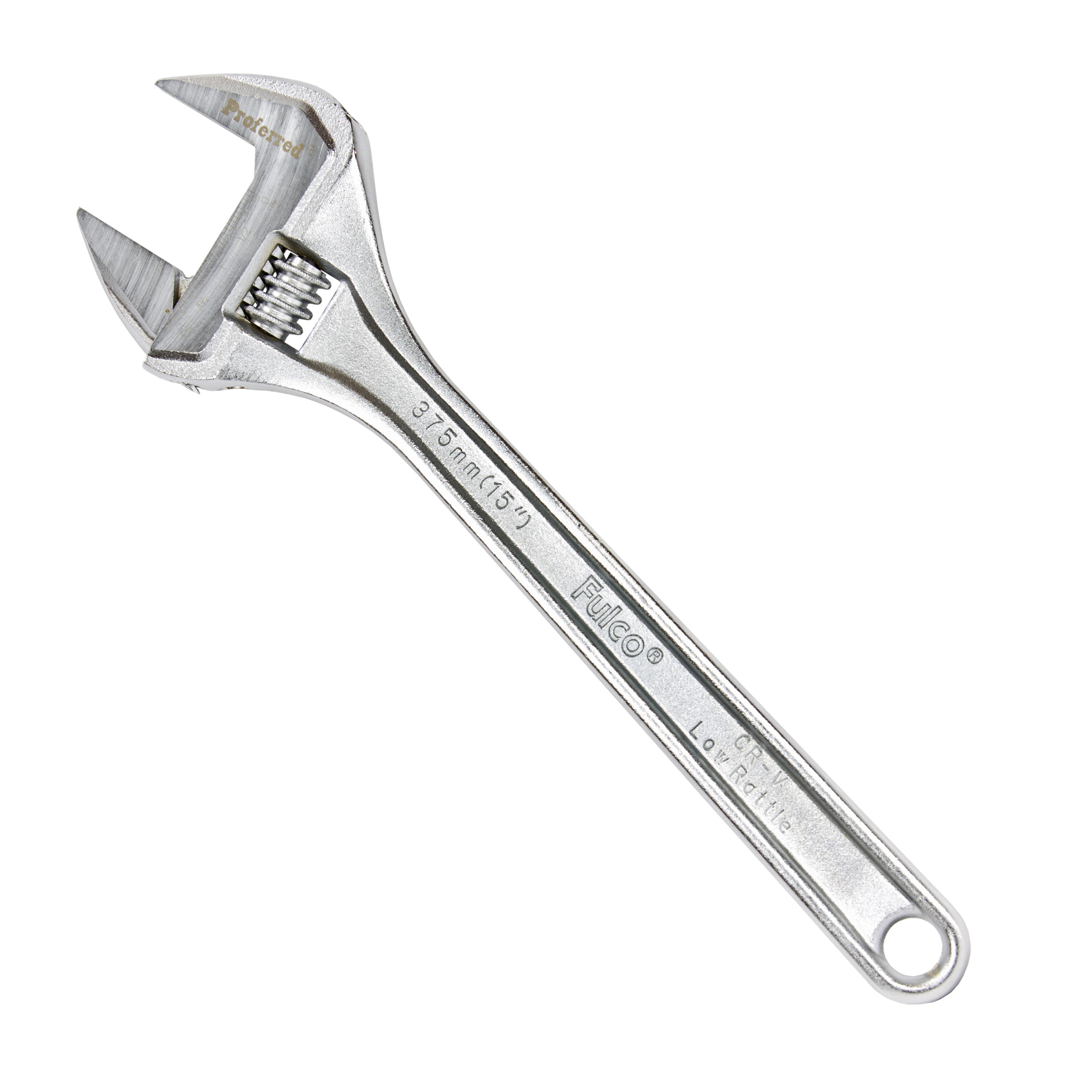 15" Length Proferred Standard Adjustable Wrench, Chrome Finish