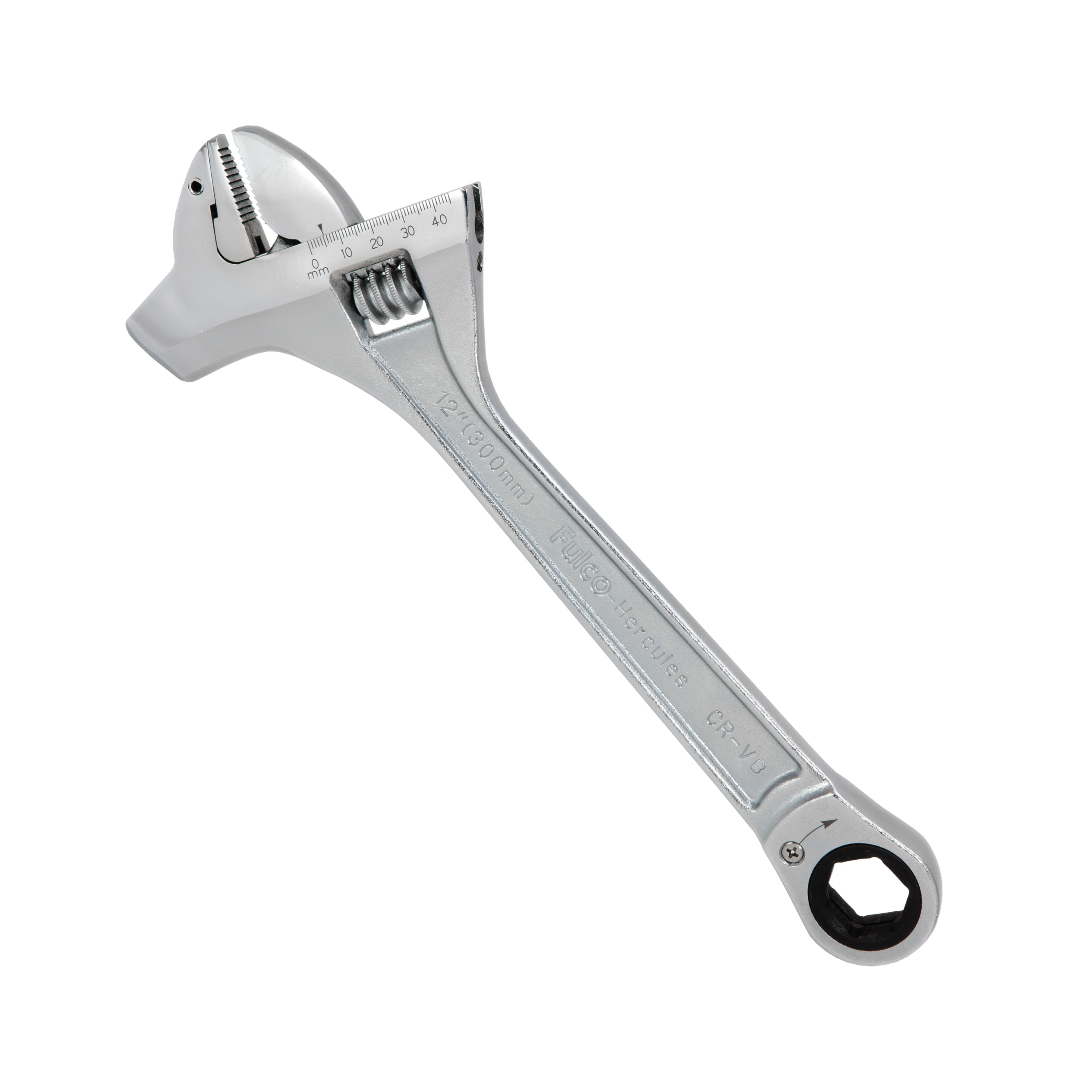 12" Length Proferred Mining Adjustable Wrench w/ Hammer, Chrome Finish