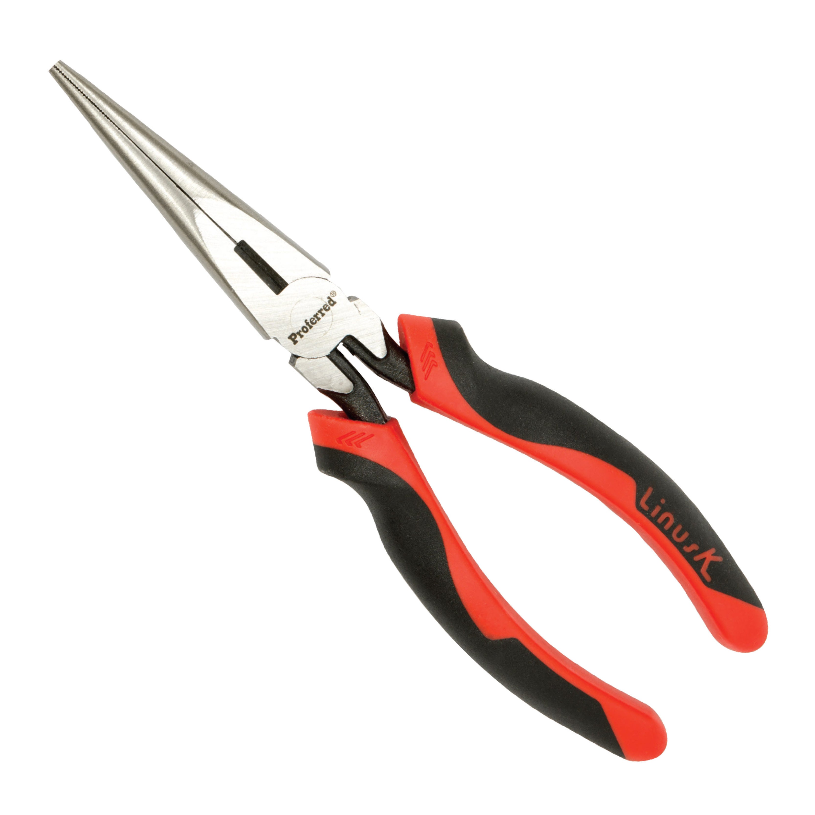 6" Length Proferred Side Cutting Long Nose Pliers with Cutter, TPR Grip