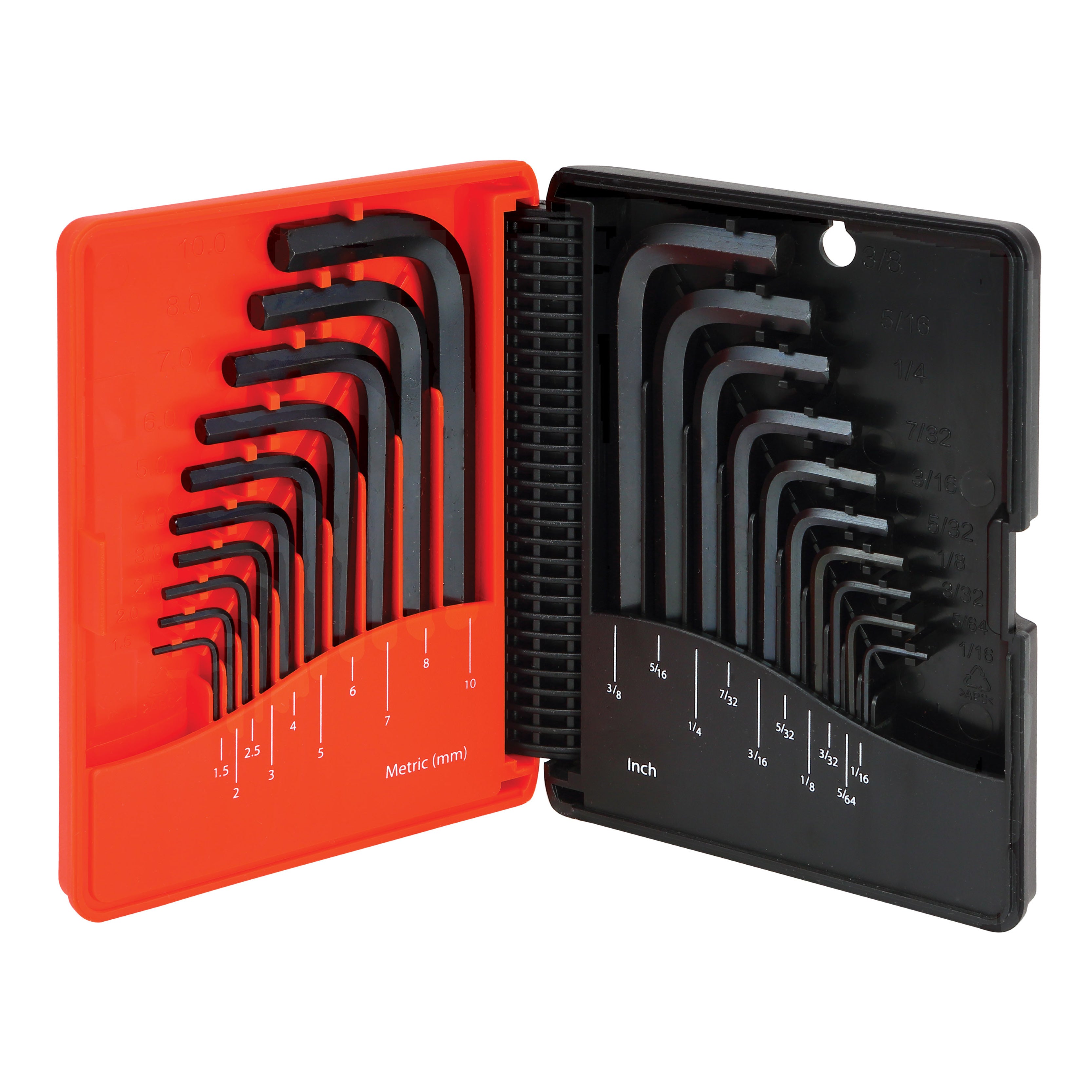 20 Piece Inch and Metric  Proferred Short Arm Hex Key Set, Black Finish