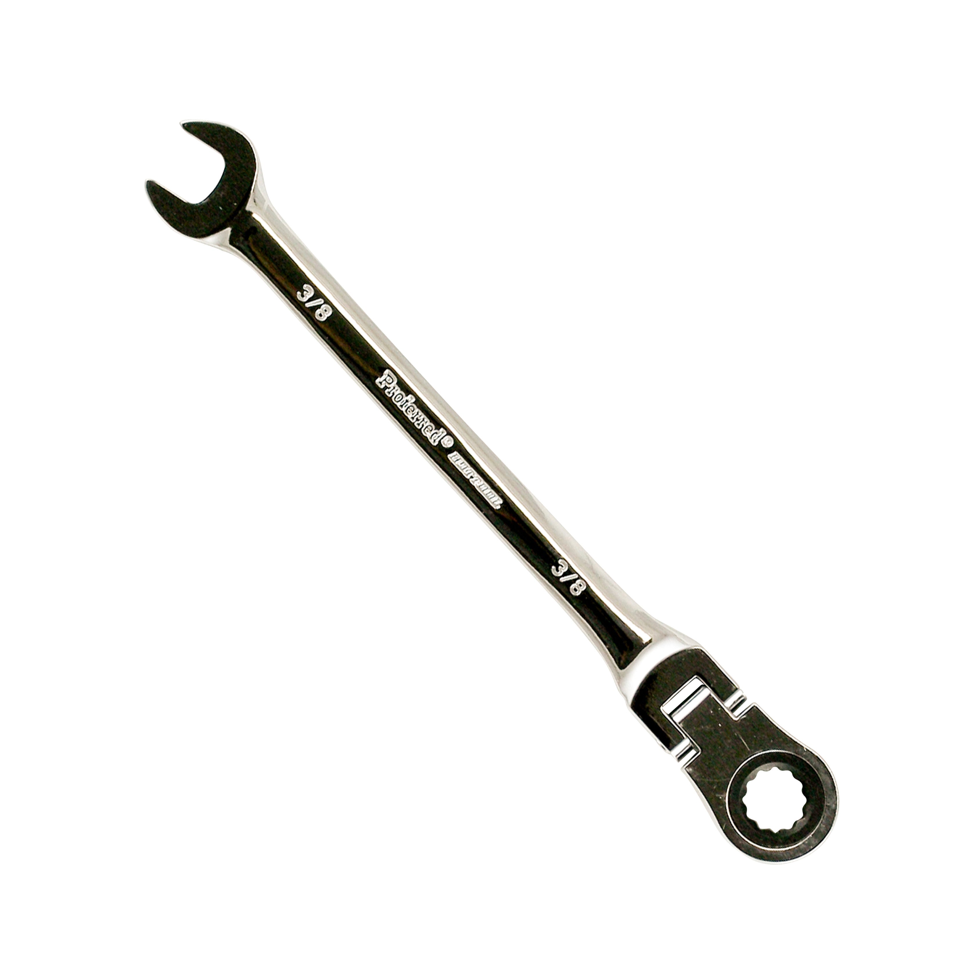 3/8" Proferred Flex Ratcheting Combination Wrench, Chrome Finish