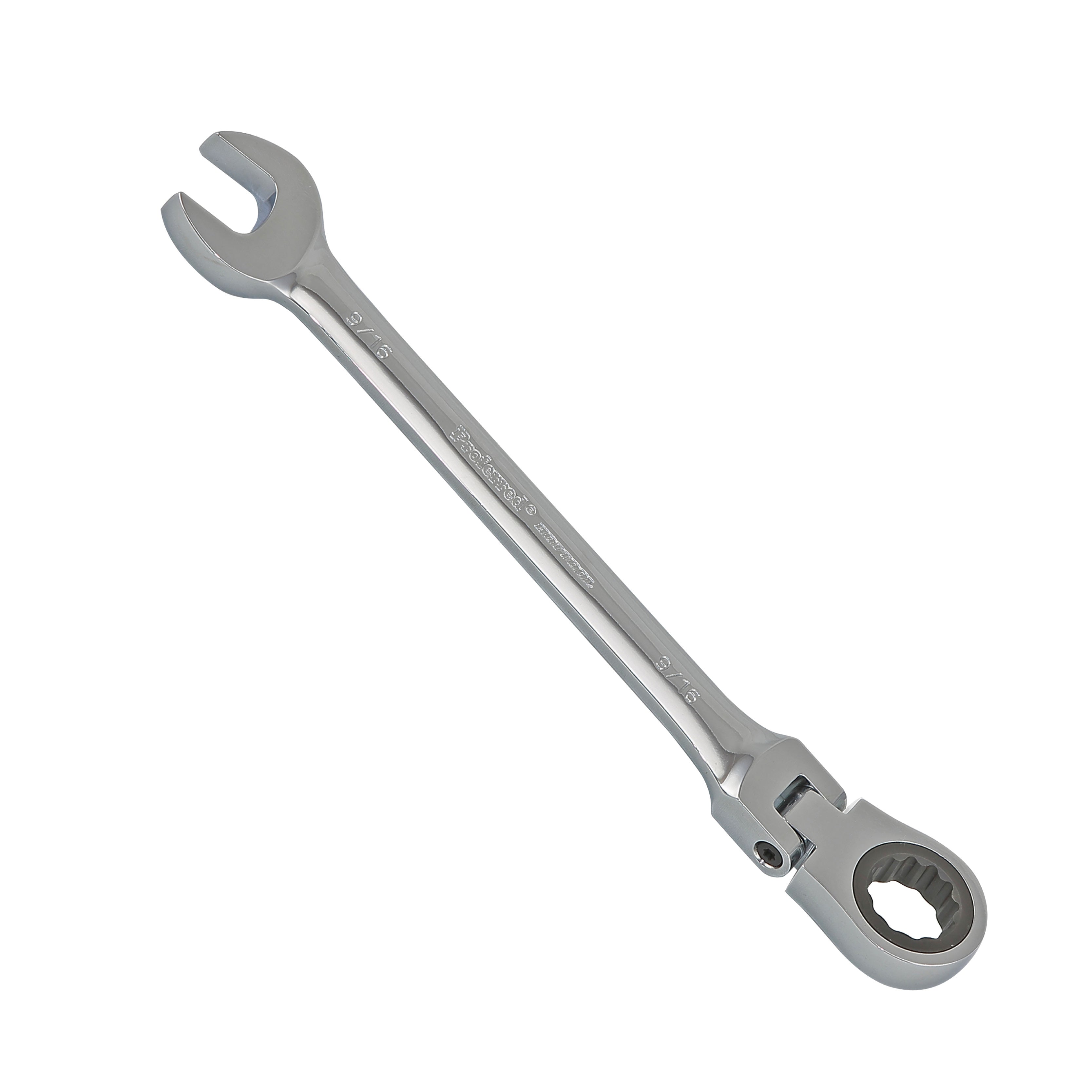 9/16" Proferred Flex Ratcheting Combination Wrench, Chrome Finish