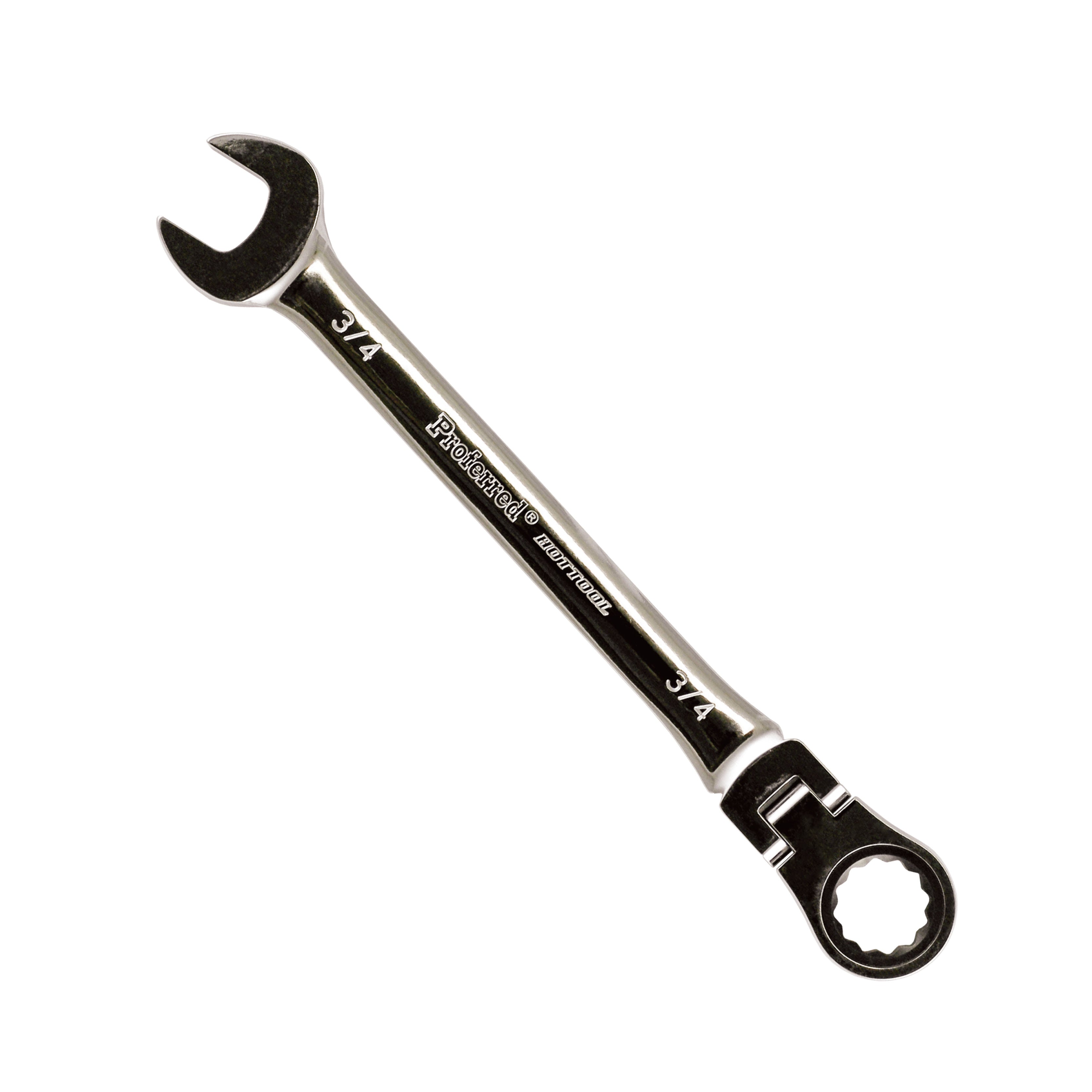 3/4" Proferred Flex Ratcheting Combination Wrench, Chrome Finish