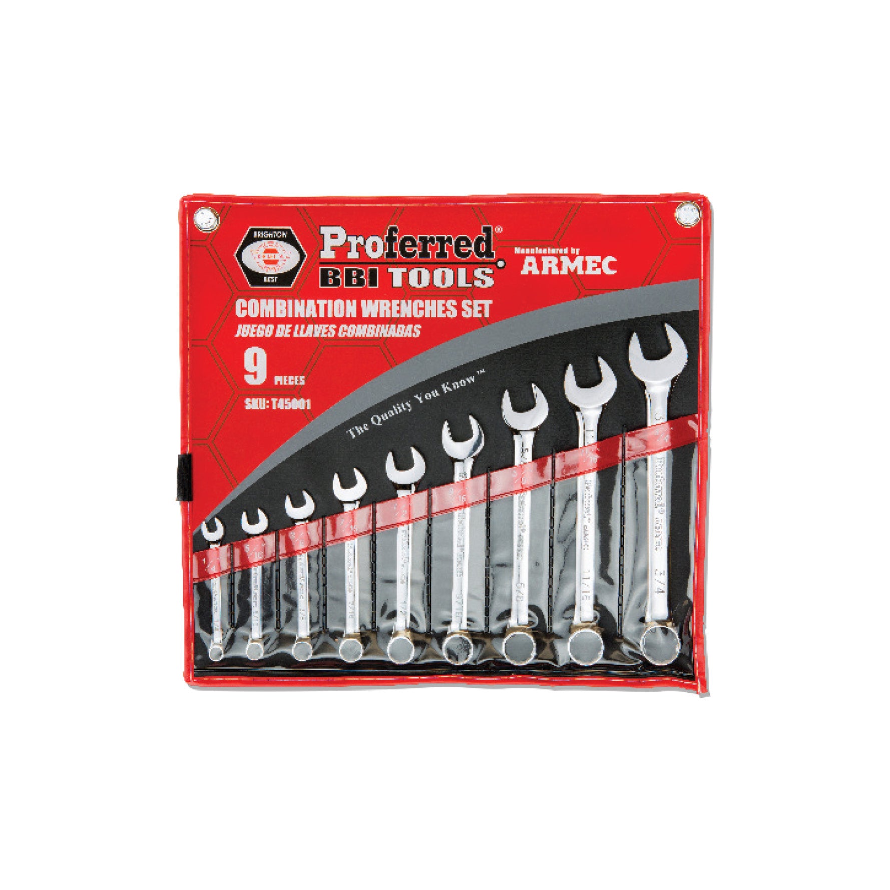 (9 pcs) Inch Proferred Combination Wrench Set