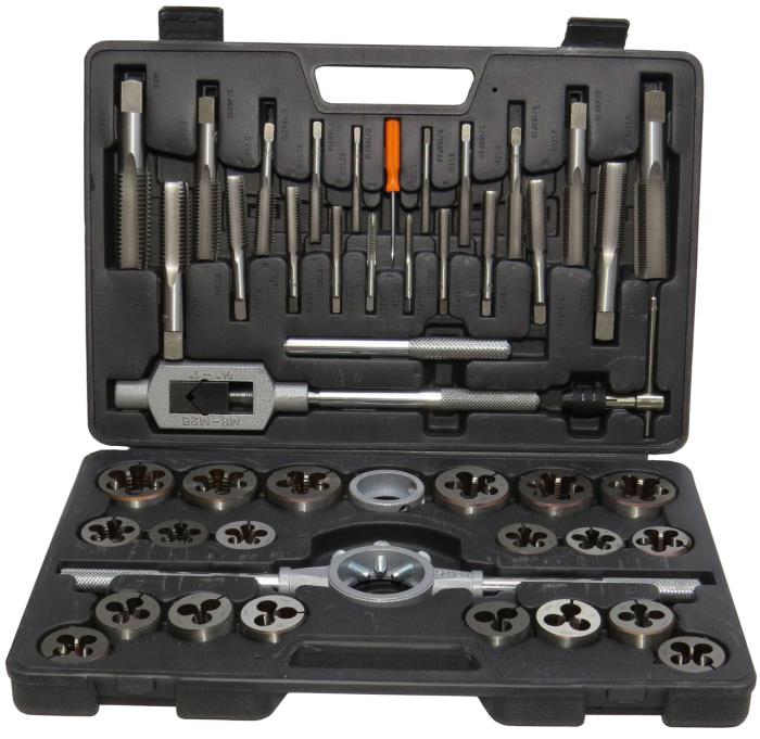 40 Piece #4-1/2" Carbon Steel Tap and Die Set with Round Die