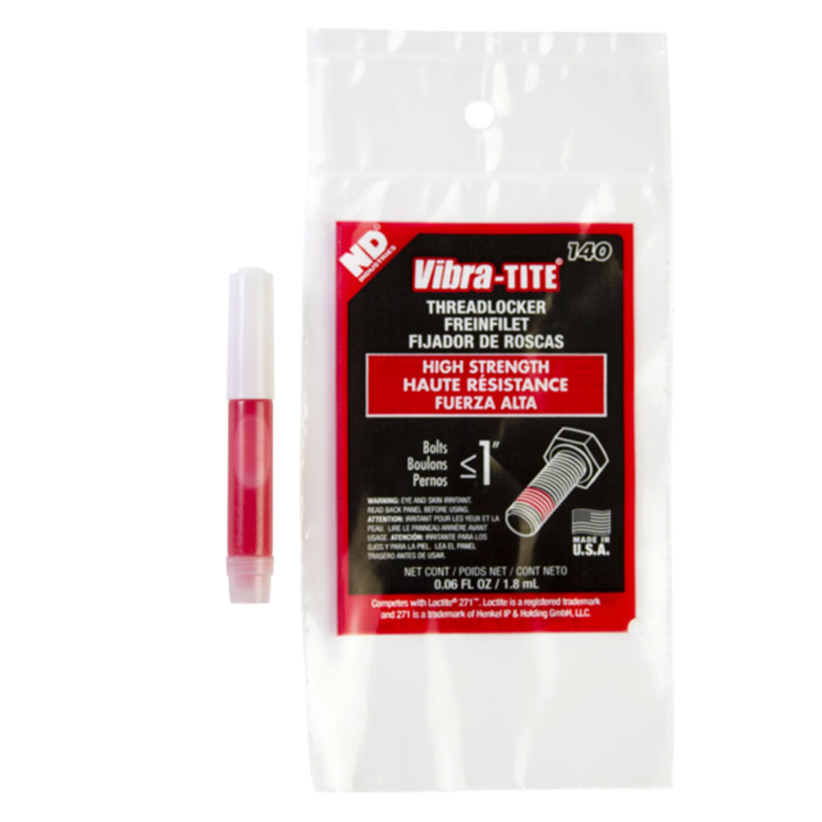 Vibra-Tite 140, High Strength Stainless/Aluminum Threadlocker, 1.8ml Bullet Tube