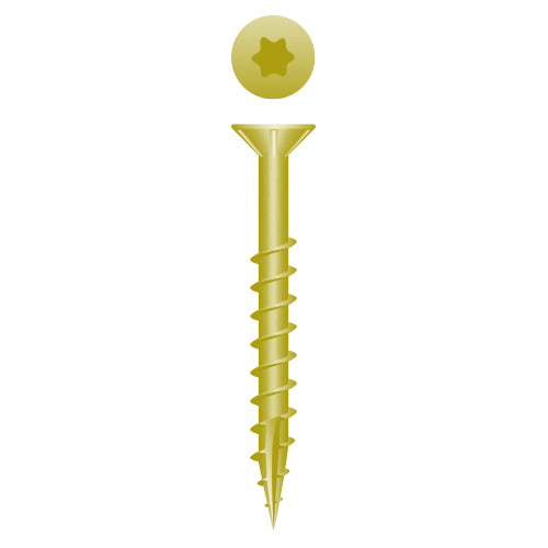 #9 Strong-Point Flat Head w/Nibs 9 x 2-1/2, T-25, Coarse, Type '17', Zinc Yellow