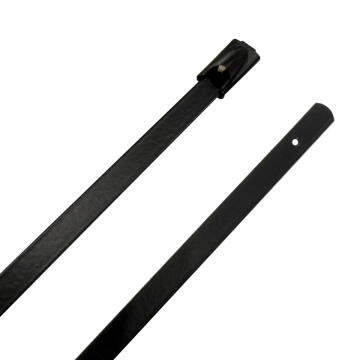 10" 300lb 316 Stainless Steel Zip Cable Tie Black Polyester Coated