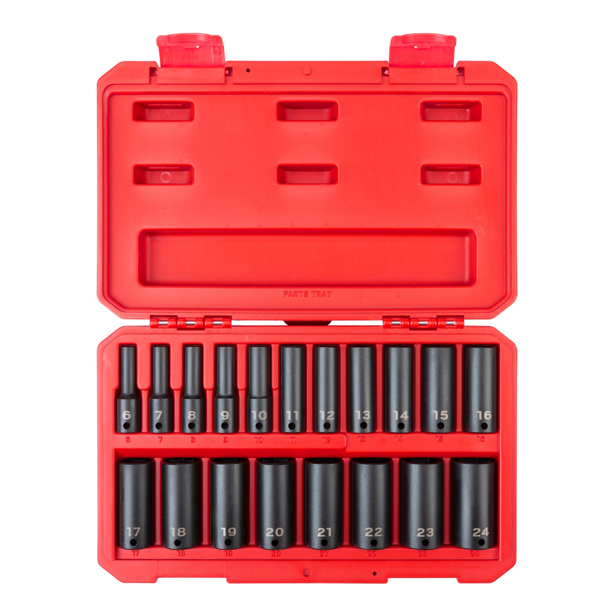 3/8 Inch Drive Deep 6-Point Impact Socket Set with Case, 19-Piece (6 - 24 mm)