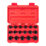 1/2 Inch Drive Shallow 6-Point Impact Socket Set with Case, 17-Piece (8 - 24 mm)