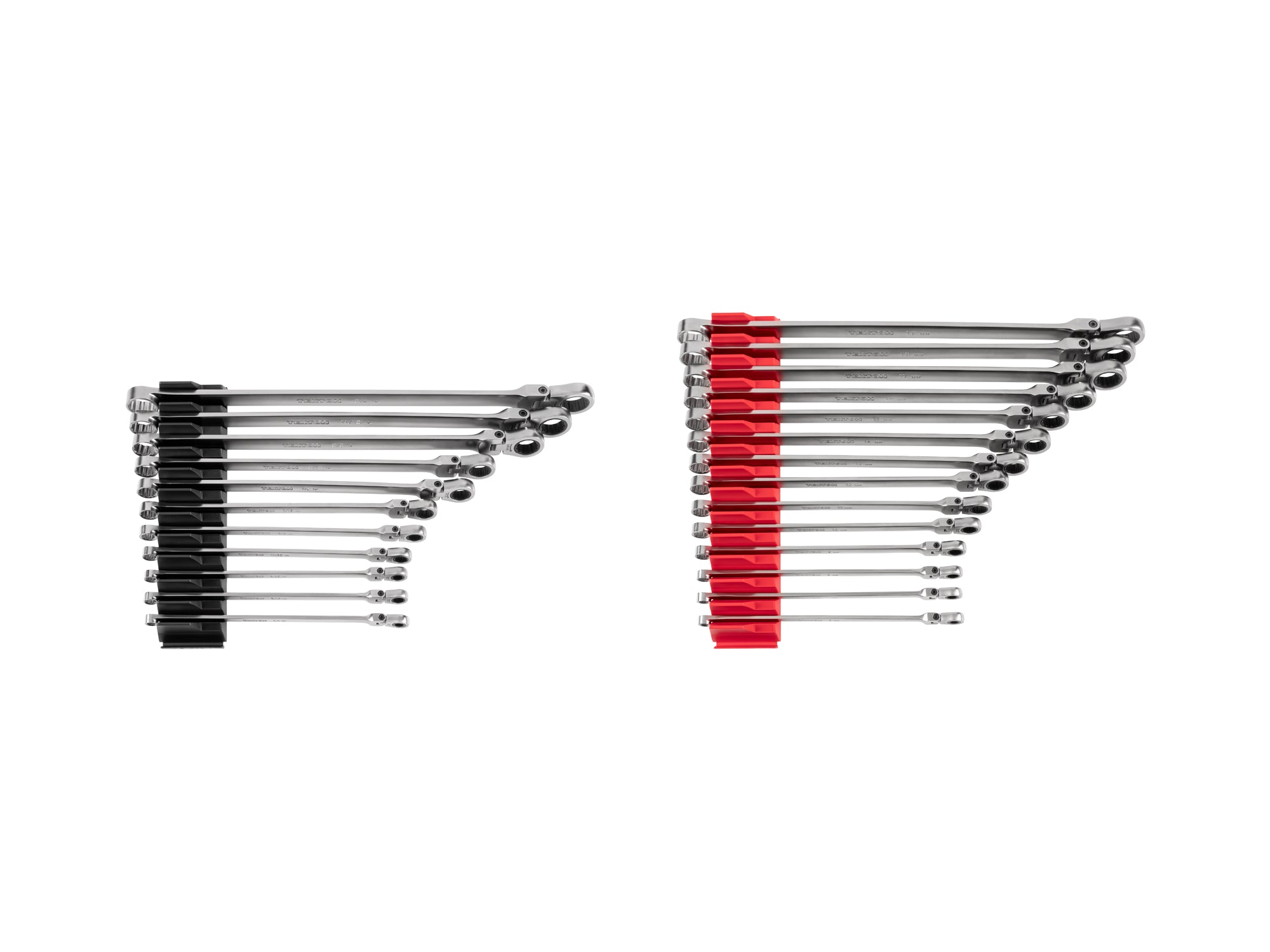 Long Fixed/Flex Head 12-Point Ratcheting Box End Wrench Set with Modular Organizers, 25-Piece (1/4-3/4 in., 6-19 mm)