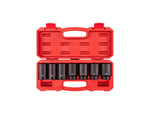 1/2 Inch Drive Deep 6-Point Axle Nut Impact Socket Set with Case, 7-Piece (29 - 38 mm)