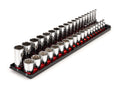 3/8 Inch Drive Shallow and Deep 12-Point Socket Set with Rails and Tray, 38-Piece (6 - 24 mm)