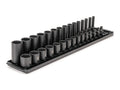 3/8 Inch Drive Shallow and Deep 12-Point Impact Socket Set with Rails and Tray, 30-Piece (1/4 - 1 in.)