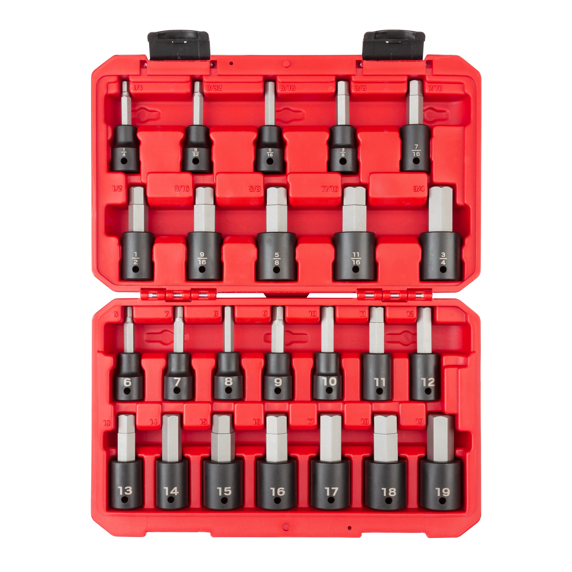 1/2 Inch Drive Hex Impact Bit Socket Set with Case, 24-Piece (1/4 - 3/4 in., 6 - 19 mm)