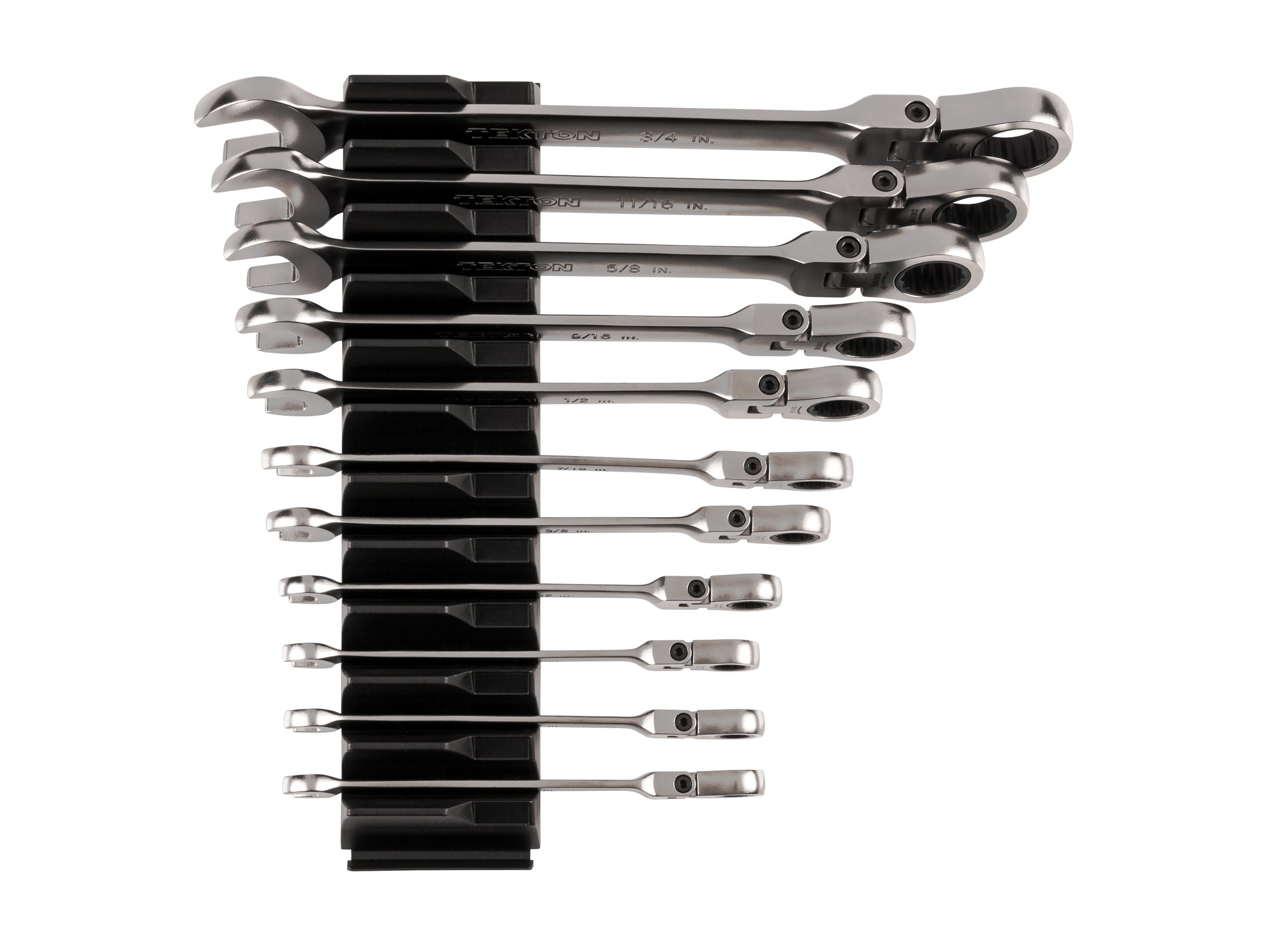 Flex Head 12-Point Ratcheting Combination Wrench Set with Modular Organizers, 11-Piece (1/4-3/4 in.)