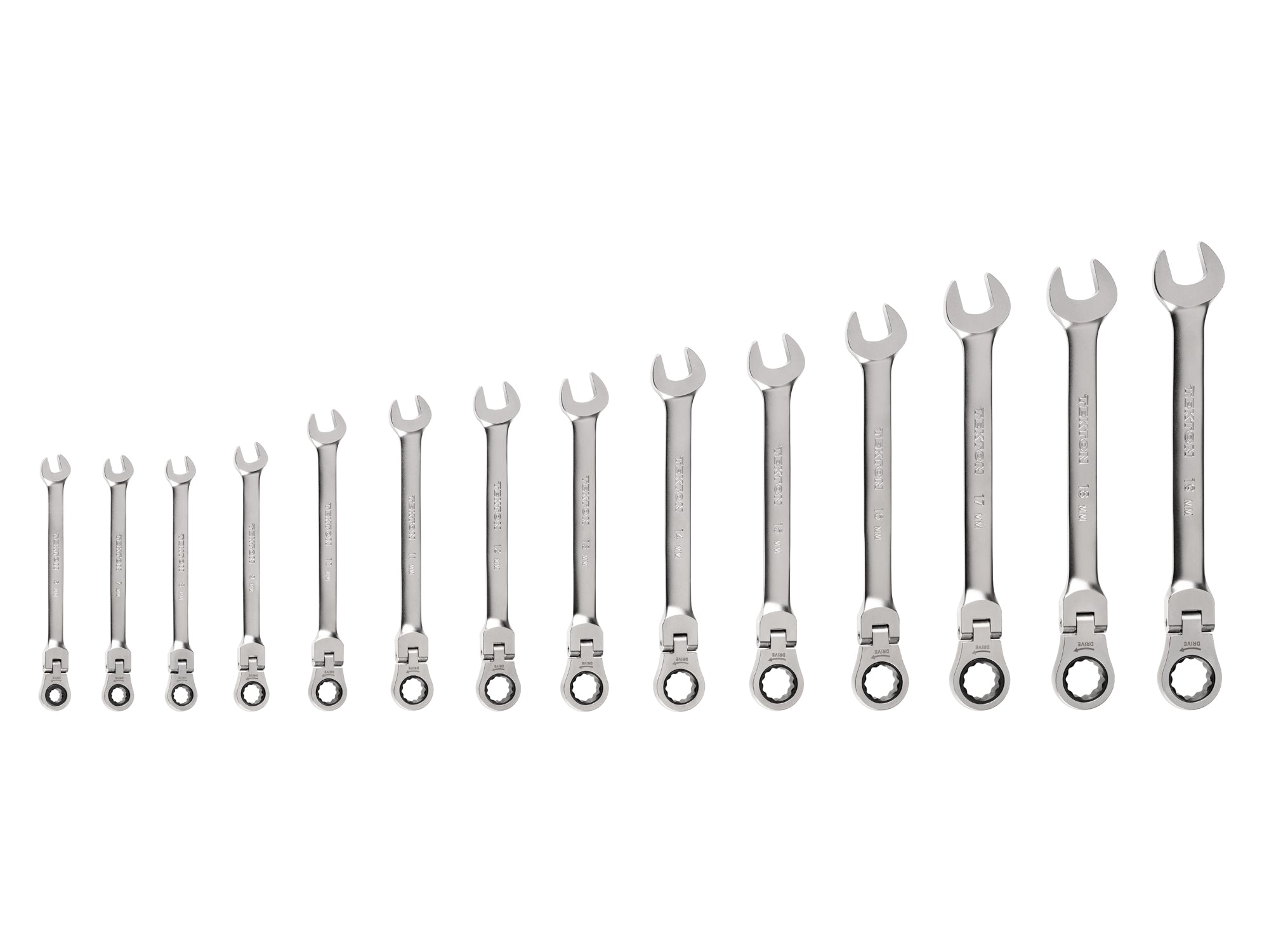 Flex Head 12-Point Ratcheting Combination Wrench Set, 14-Piece (6-19 mm)