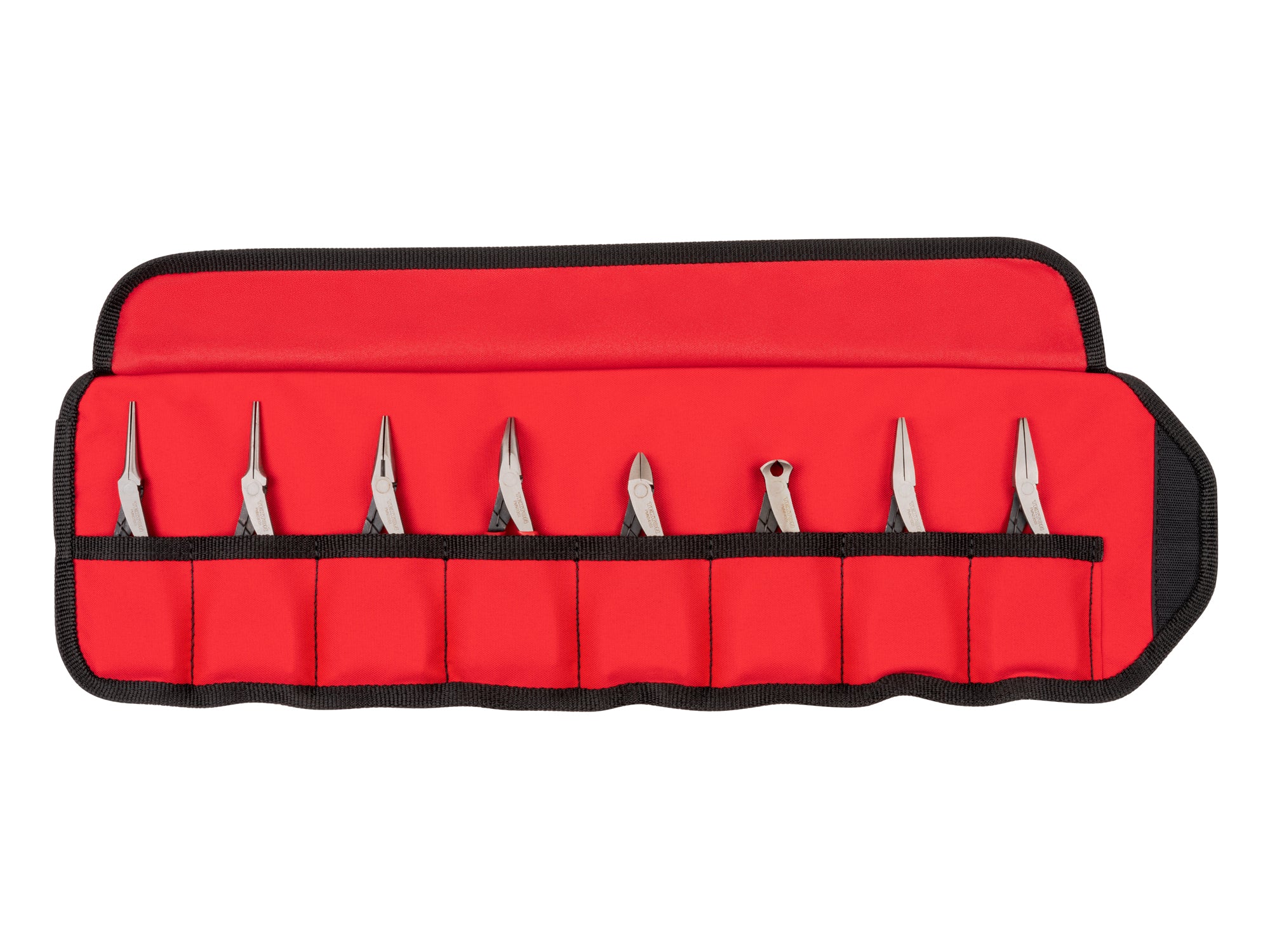 Mini Pliers Set with Roll, 8-Piece (Needle Nose, Long Nose, Flat Nose, Cutting)