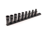 3/8 Inch Drive Shallow 6-Point Universal Joint Impact Socket Set with Rail, 9-Piece (5/16 - 3/4 in.)
