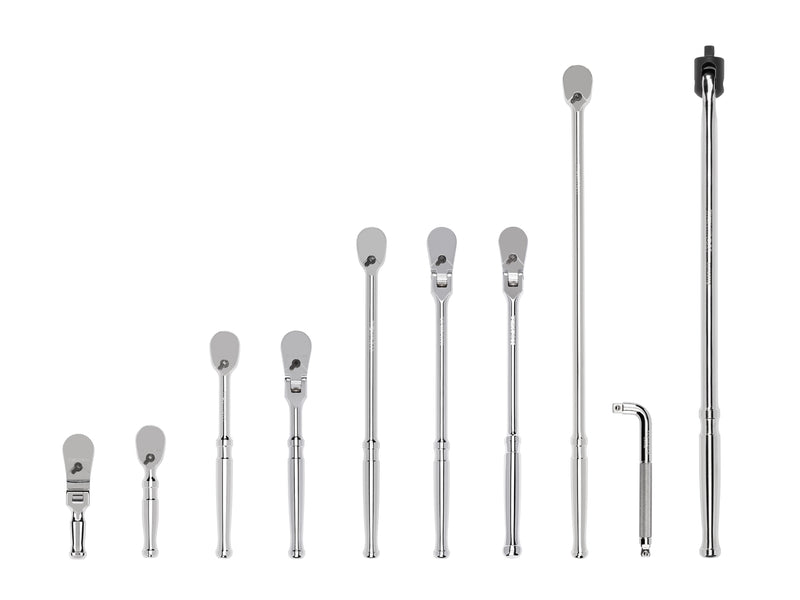 3/8 Inch Drive Non-Quick-Release Ratchet, L-Handle, and Breaker Bar Set (10-Piece)