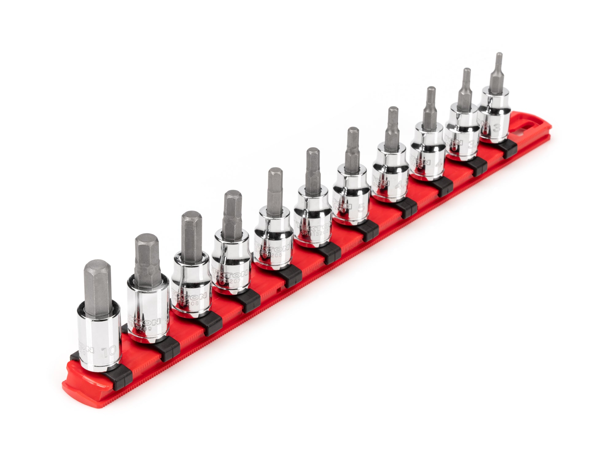 3/8 Inch Drive Hex Bit Socket Set with Rail, 11-Piece (3 - 10 mm)