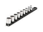 3/8 Inch Drive Shallow 12-Point Socket Set with Rail, 9-Piece (5/16 - 3/4 in.)